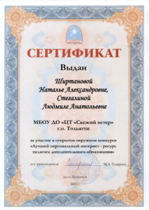сертификат участника конкурса
