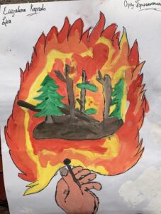 Плакат пожар в лесу